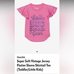 Chaser Girls Super Soft Vintage Jersey Flutter Sleeve Best Big Sis Shirttail Tee
